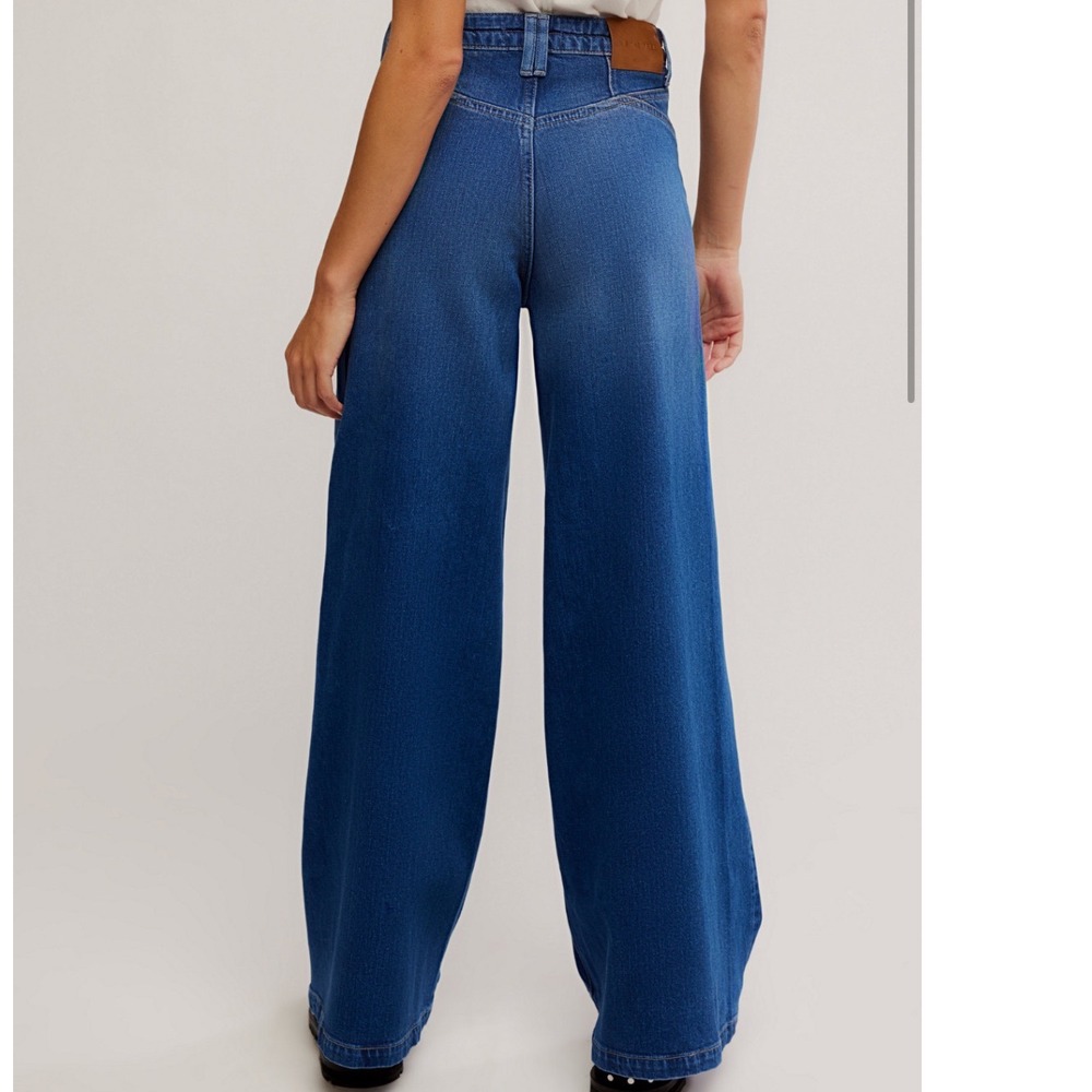 We The Free Jeans kellee palazzo Wide Leg High Rise Flap Pocket Denim Pants 31